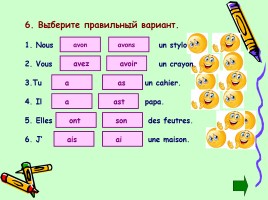 Урок французского языка 5 класс «Спряжение глаголов être и avoir», слайд 12