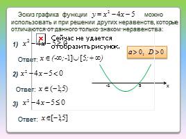 Решение квадратного неравенства с помощью графика квадратичной функции, слайд 4
