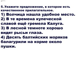 Тест по теме «Имя прилагательное - Смысловые разряды», слайд 6