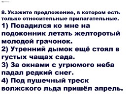 Тест по теме «Имя прилагательное - Смысловые разряды», слайд 9