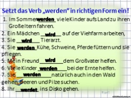 Открытый урок по немецкому языку 7 класс «Жизнь в деревне», слайд 11