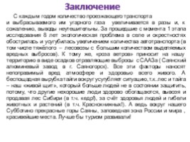 Влияние автомобильного транспорта на атмосферу села Субботино для 11 класса, слайд 27