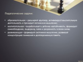 Технология обучения и методика проведения занятий в условиях реализации программы дополнительного образования «Шахматы», слайд 4