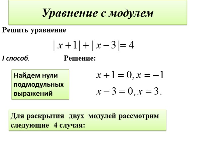 Презентация - Решение уравнения с модулем