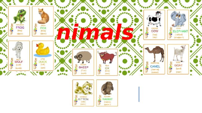 Животные на английском языке:" Animals"