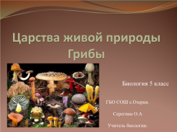 Царства живой природы грибы. Биология 5 класс, слайд 1