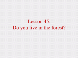 Lesson 45. Do you live in the forest?