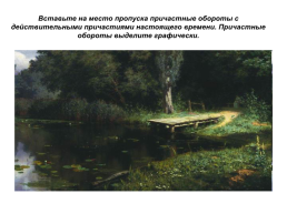 Творческий диктант по картине В.Д.Поленова «заросший пруд» («действительные причастия настоящего времени», 7 класс), слайд 3