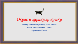 Окрас и характер кошки, слайд 1