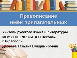 Тест к уроку русского языка «Правописание имён прилагательных», слайд 1