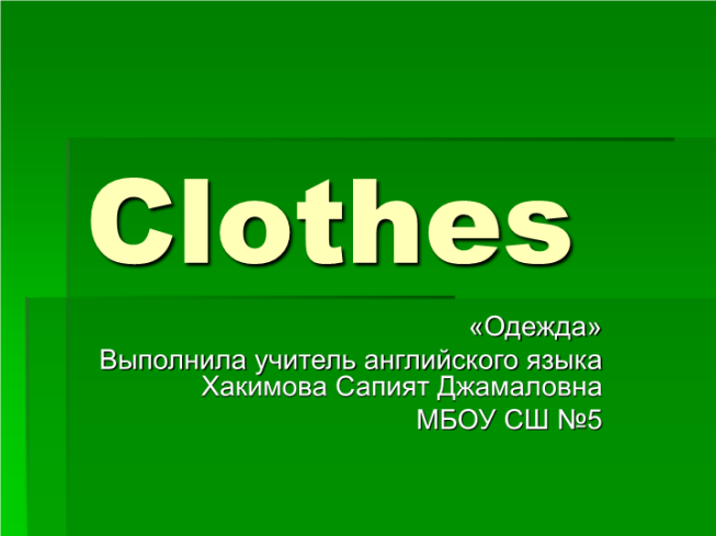 Clothes. «Одежда»