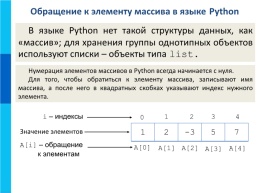 Одномерные массивы целых чисел на языке python, слайд 5