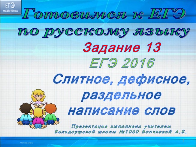 Готовимся к ЕГЭ 2016 по русскому языку «Слитное, дефисное, раздельное написание слов»