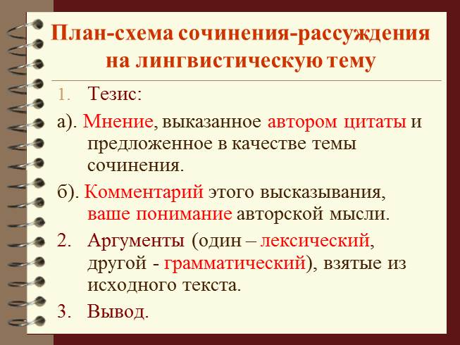 Презентация на тему сочинение рассуждение на лингвистическую тему