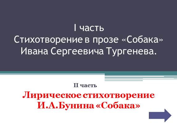 Стихотворение в прозе «Собака» Ивана Сергеевича Тургенева - Лирическое стихотворение И.А. Бунина «Собака»