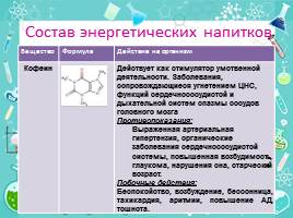 Качественный состав энергетических напитков и влияние его на организм, слайд 12