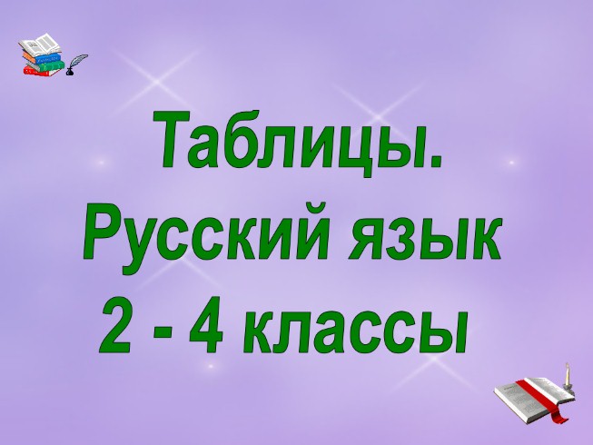 Таблицы для начальной школы по русскому языку