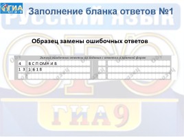 Инструкция по заполнению бланков ответов участников ГИА в форме ОГЭ по русскому языку, слайд 12