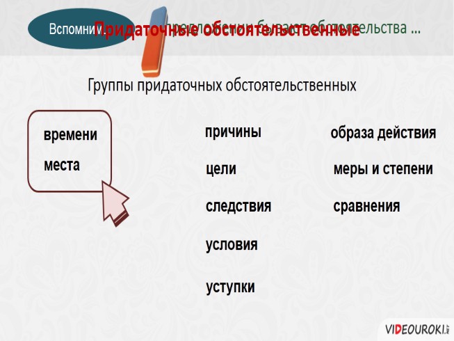 Делятся на придаточные места времени причины следствия. Придаточные цели причины условия уступки следствия. Сравнения, причины, уступки. Придаточное уступки. Примеры обстоятельства уступки, условия, причины, цели 5 класс.