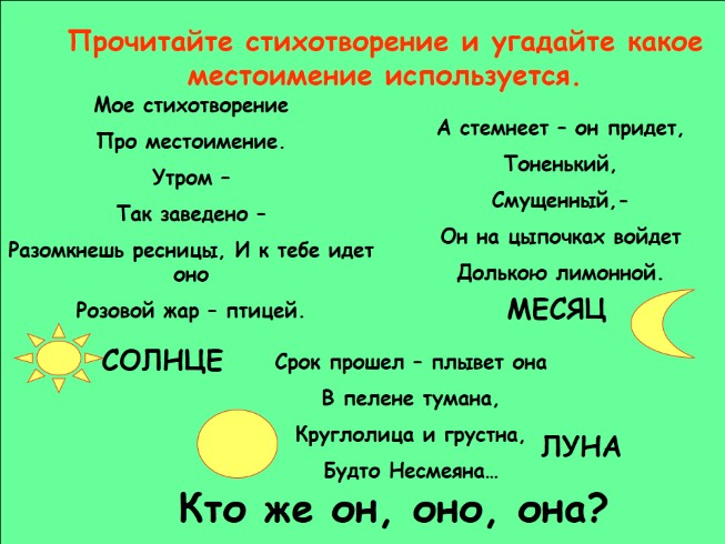 Проект по русскому языку 3 класс местоимения в загадках