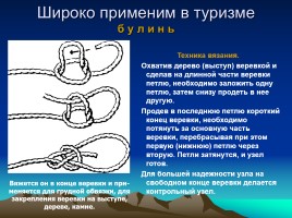 Туристические узлы, их значение и применение - Техника вязания узлов, слайд 19