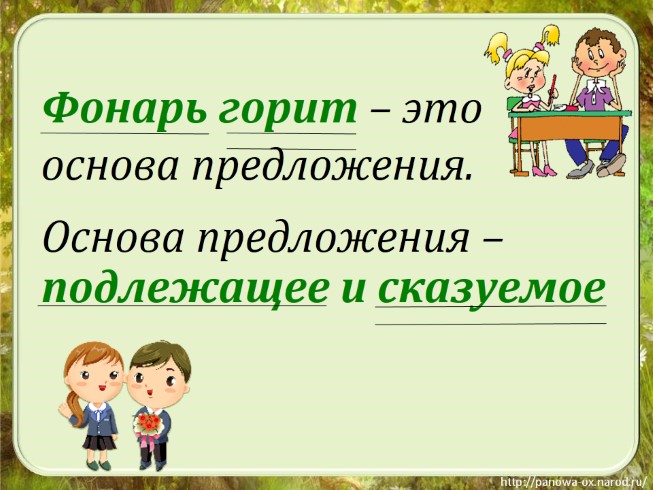 Основа предложения 2 класс презентация