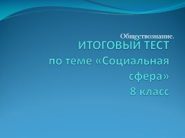 Итоговый тест по теме «Социальная сфера», слайд 1