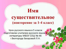 Урок русского языка 5 класс «Имя существительное» (повторение за 1-4 класс), слайд 1