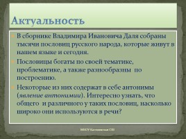 Проект ученицы 5 класса «Антонимы в русских пословицах», слайд 3