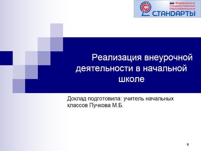 Доклад на педсовет «Реализация внеурочной деятельности в начальной школе»