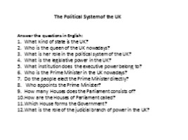 Урок английского языка в 10 классе «Политические системы UK и РФ», слайд 3