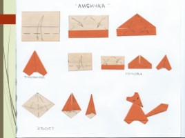 Конспект занятия конструирование из бумаги (оригами) «Лисичка», слайд 8