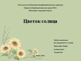 Творческий проект «Цветок солнца» (подсолнечник), слайд 1