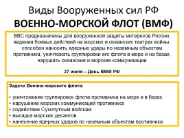 Организационная структура Вооруженных сил РФ - Виды Вооруженных сил и рода войск, слайд 12