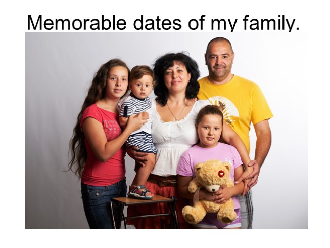 Memorable dates of my family - Памятные даты семьи (на английском языке)