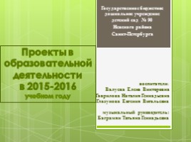 Проекты в образовательной деятельности в 2015-2016 учебном году