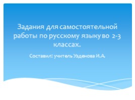 Задания для самостоятельной работы по русскому языку во 2-3 классах, слайд 1
