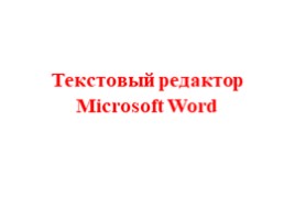 Текстовый редактор Microsoft Word (урок - практика)
