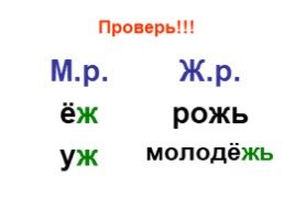 Написание слов - названий предметов мужского и женского рода с основой на шипящий звук, слайд 20