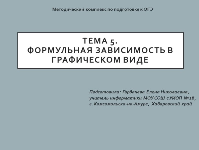 Методический комплекс по подготовке к ОГЭ "Формульная зависимость в графическом виде"