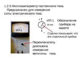 При помощи миллиамперметра измеряется ток. Обозначение миллиамперметров на шкале. Миллиамперметр обозначение на приборе. Миллиамперметр в физике. Миллиамперметр схема прибора.