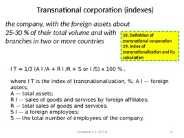 Structure of the world economy Indicates of internationalization International division of labour, слайд 11