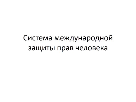 Система международной защиты прав человека