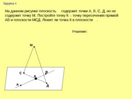 На данном рисунке плоскость а содержит точки авсд но не содержит точку м