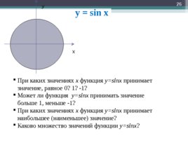 Функция y=sin x, ее свойства и график, слайд 26