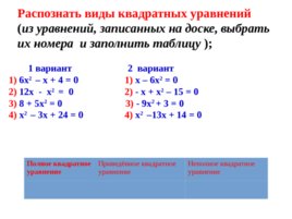 Тема урока: «Квадратные уравнения», слайд 9
