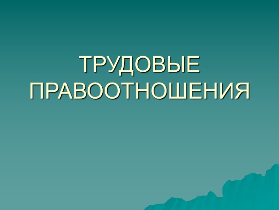 Трудовые правоотношения