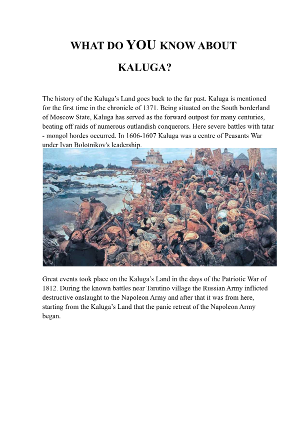 What do you know about Kaluga?
