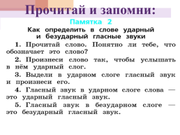 Урок русского языка в 1 классе. Школа россии ударные и безударные гласные звуки. Обозначение их буквами, слайд 9