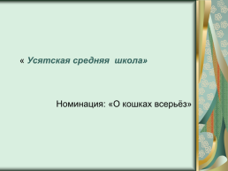 Номинация: «о кошках всерьёз»